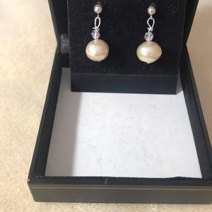 Pearls earrings crystal Swarovski simple beautiful
